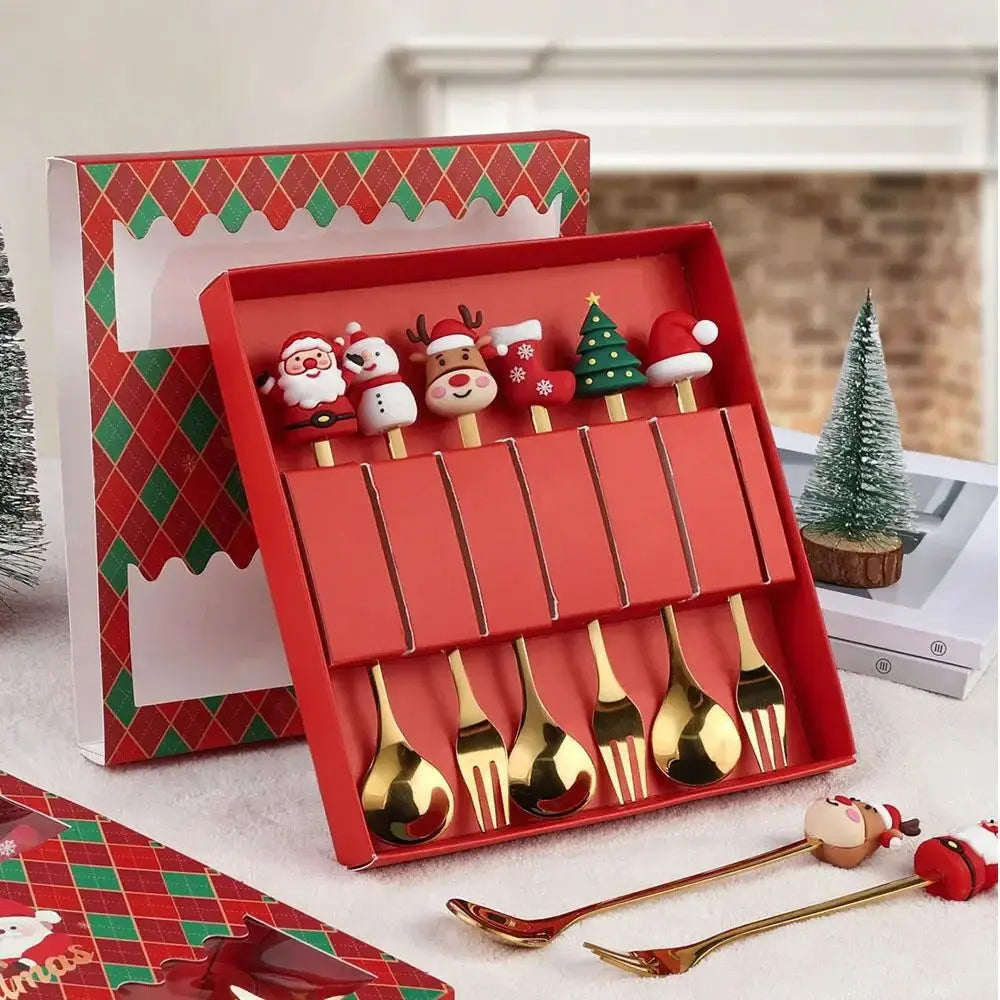 Christmas Spoon and Fork Set Stainless