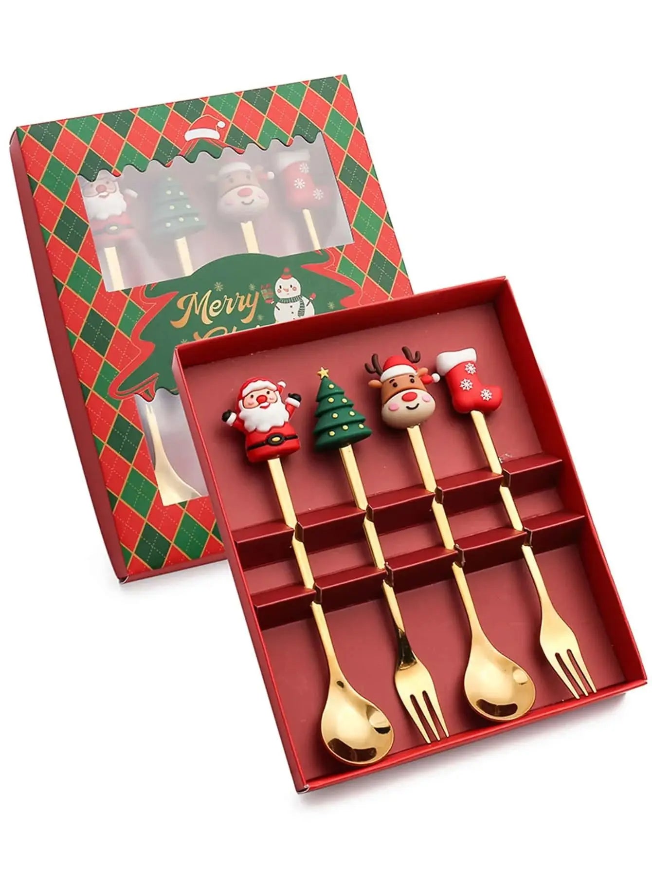 Christmas Spoon and Fork Set Stainless