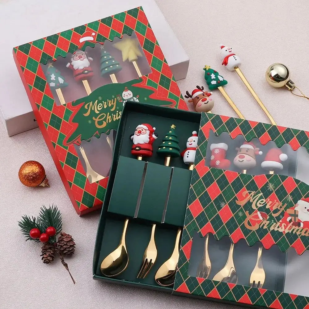 Christmas Spoon and Fork Set Stainless