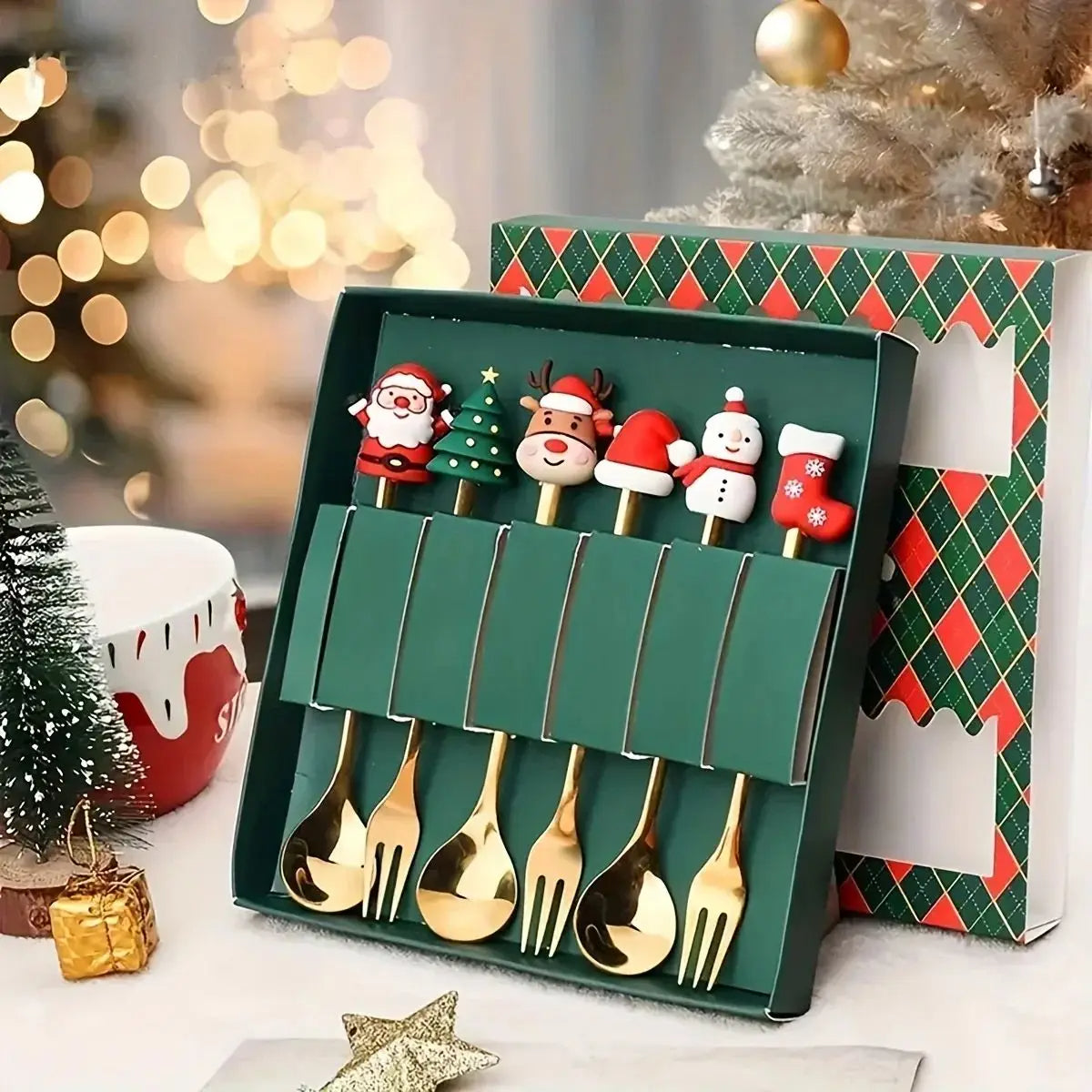 Christmas Spoon and Fork Set Stainless