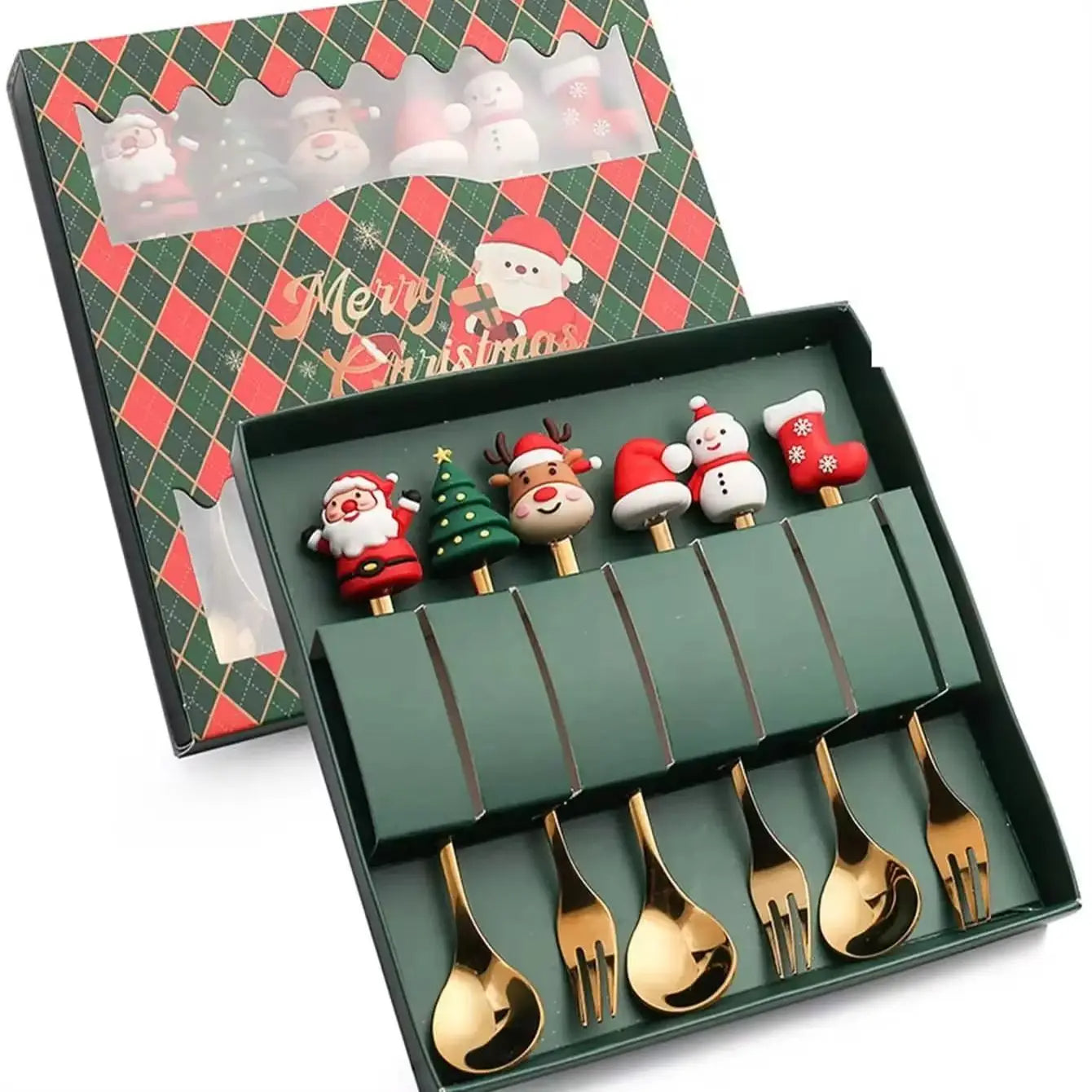 Christmas Spoon and Fork Set Stainless