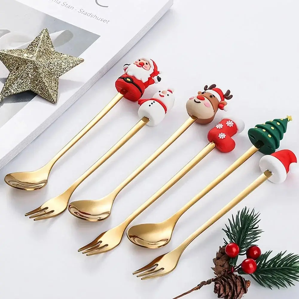 Christmas Spoon and Fork Set Stainless