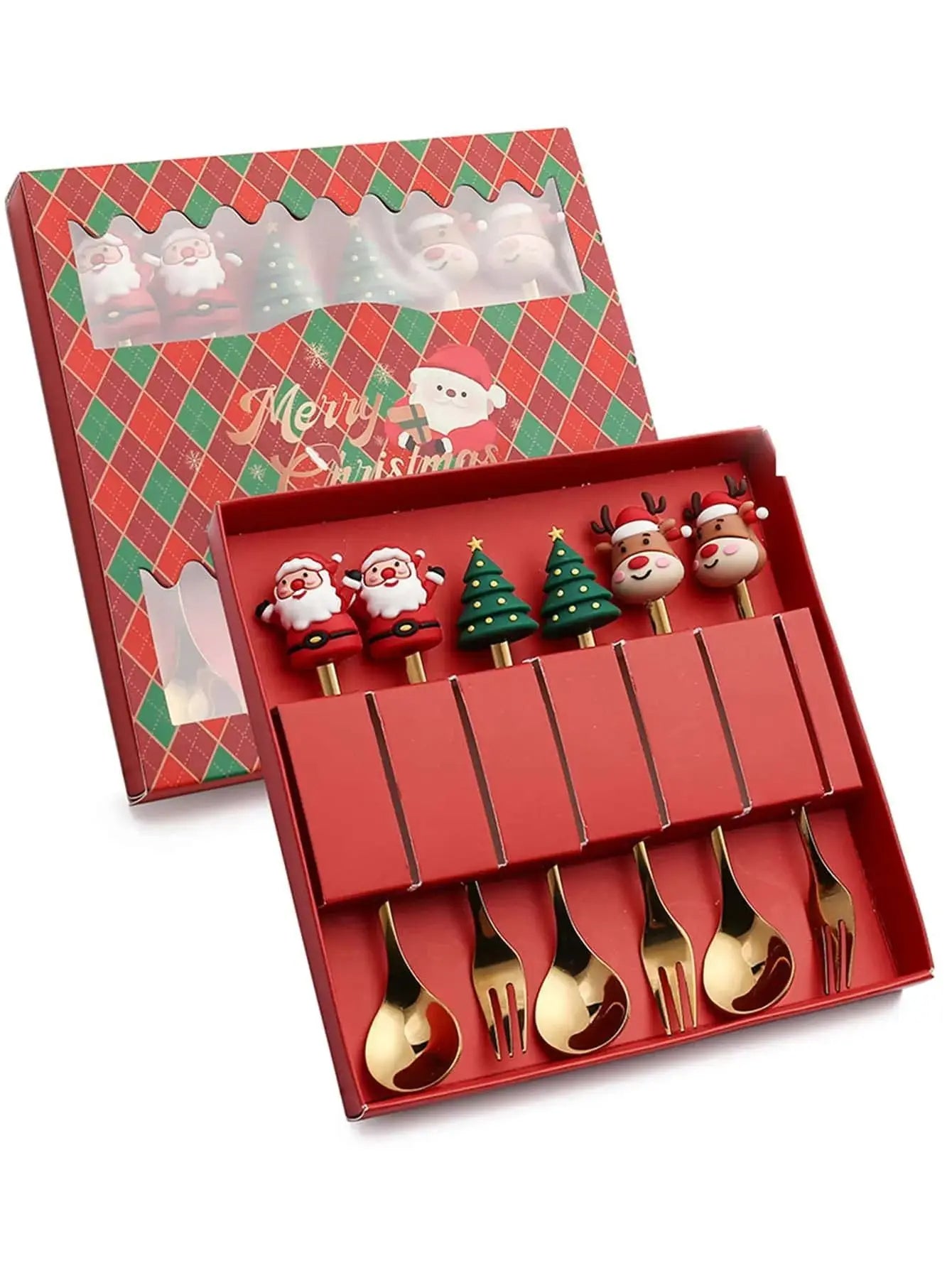 Christmas Spoon and Fork Set Stainless