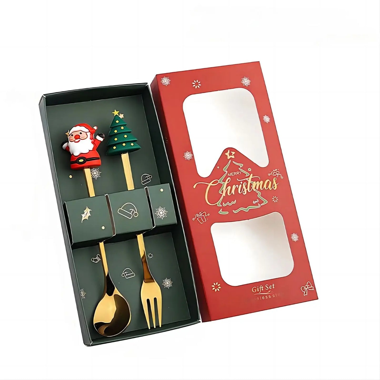 Christmas Spoon and Fork Set Stainless