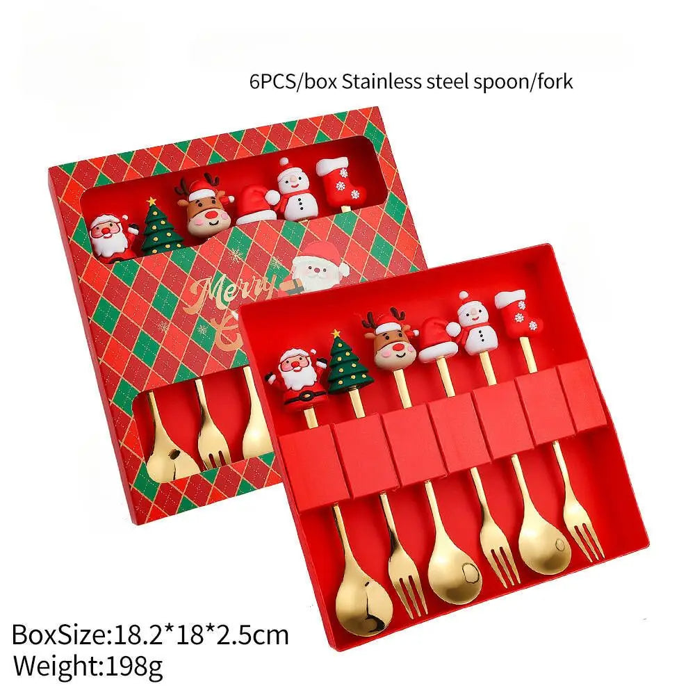 Christmas Spoon and Fork Set Stainless