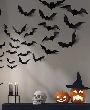 12pcs Halloween Decoration 3d Bat Wall Stickers