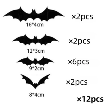 12pcs Halloween Decoration 3d Bat Wall Stickers